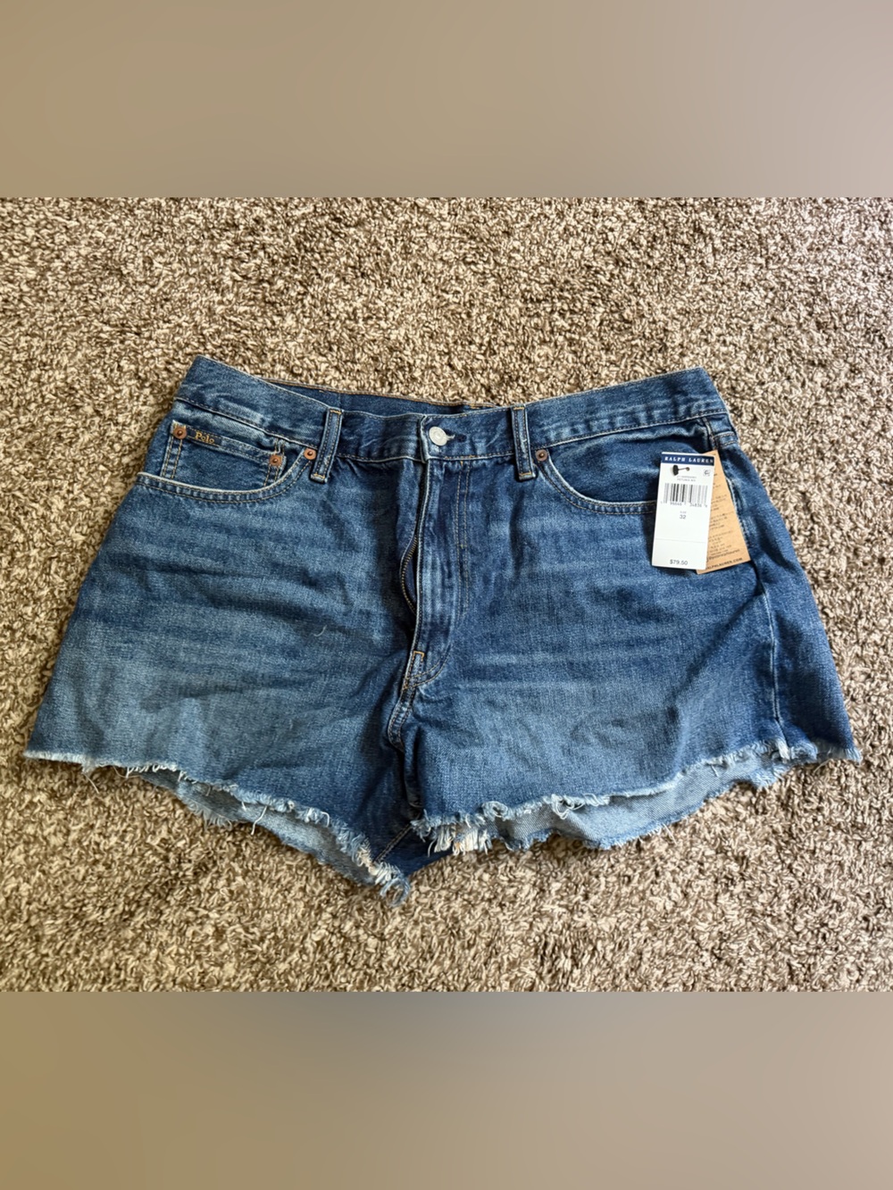 Ralph Lauren Polo Medium Blue Denim Raw Hem Women's Shorts size 32 12